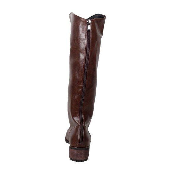 Unbranded Women’s 40 Brown Faux Leather Long Over the Knee Boots Cowgirls Zip Up - Picture 3 of 5